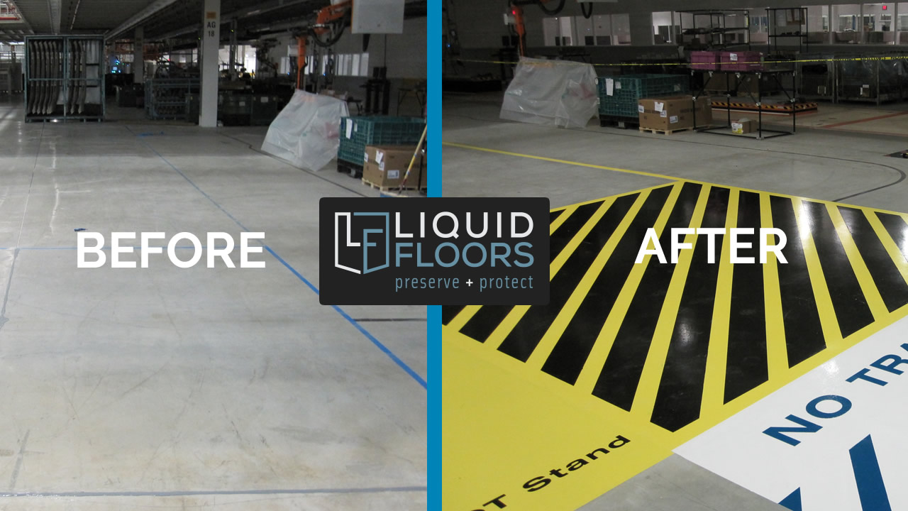 Line Striping Installation Epoxy Flooring By Liquid Floors at BWM Greer South Carolina AFTER